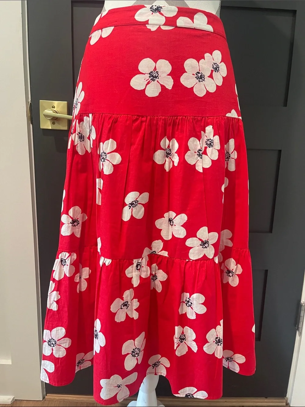 J.Crew Cotton Floral Cherry Blossom Tiered Skirt Size XS